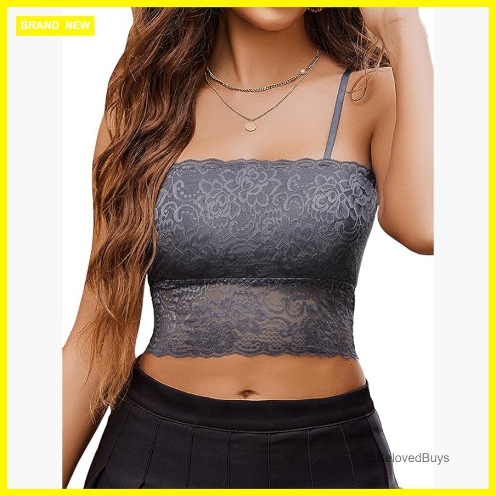Lace Bralette Camisole Adjustable Straps Backless Tube Top Women's